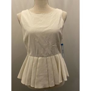 NWT Alice + Olivia White & Black Peplum Top Medium $368